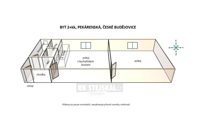 Pronájem bytu 2+kk, České Budějovice - České Budějovice 3, Pekárenská, 51 m2