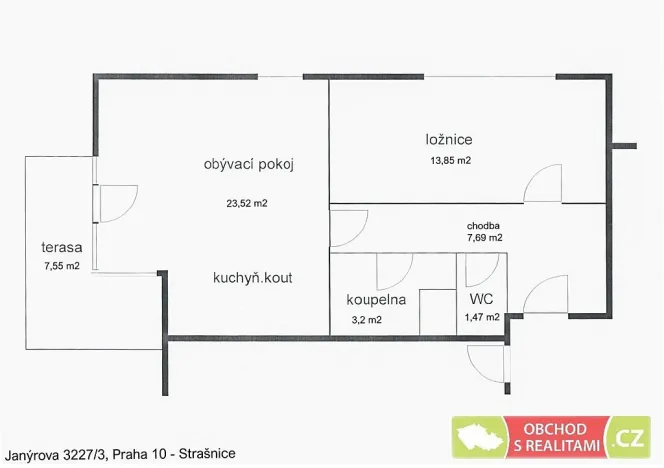Pronájem bytu 2+kk, Praha, Janýrova, 58 m2