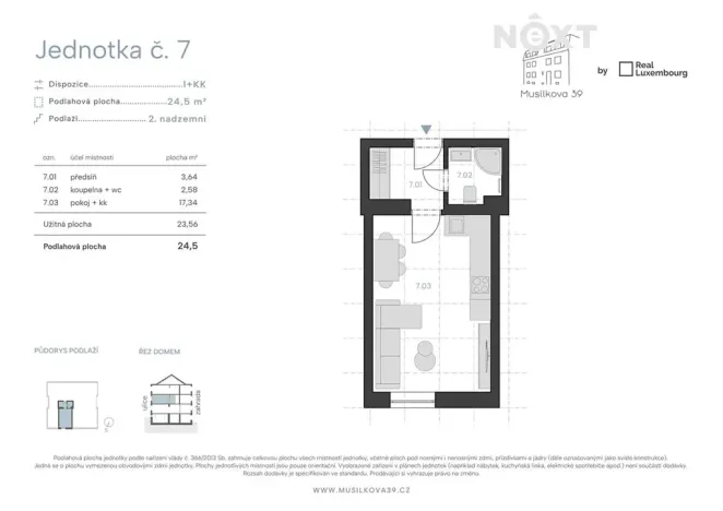 Prodej bytu 1+kk, Praha - Košíře, Musílkova, 23 m2