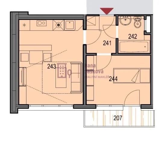 Pronájem bytu 2+kk, Jindřichův Hradec - Jindřichův Hradec III, sídliště Vajgar, 31 m2