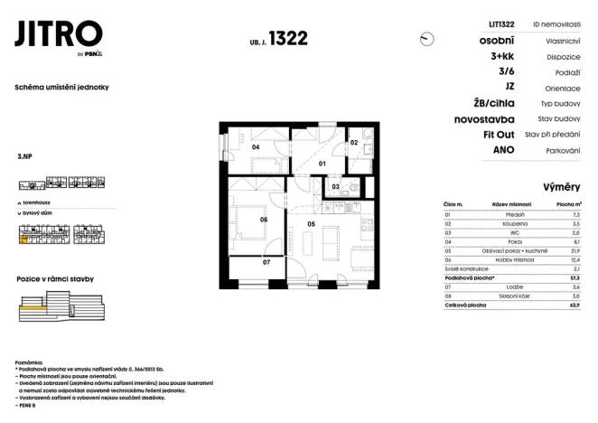 Prodej bytu 3+kk, 55 m2