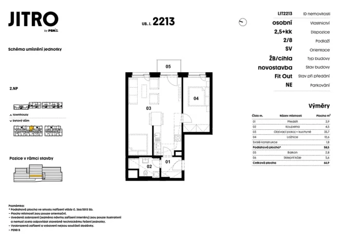 Prodej bytu 2+kk, 57 m2