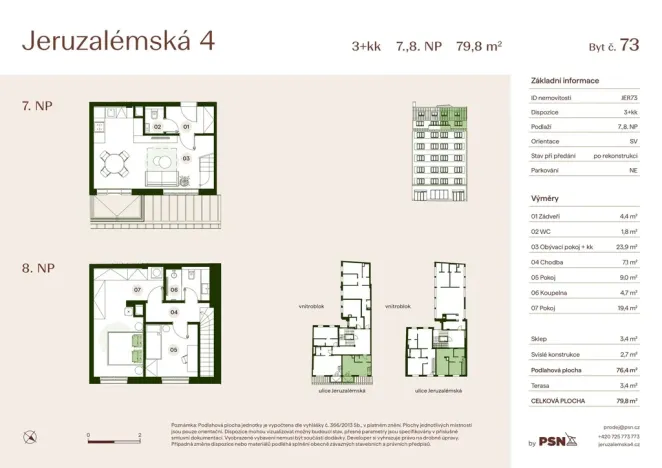 Prodej bytu 3+kk, Praha, Jeruzalémská, 74 m2