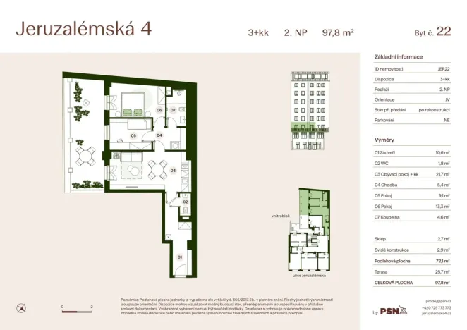 Prodej bytu 3+kk, Praha, Jeruzalémská, 69 m2