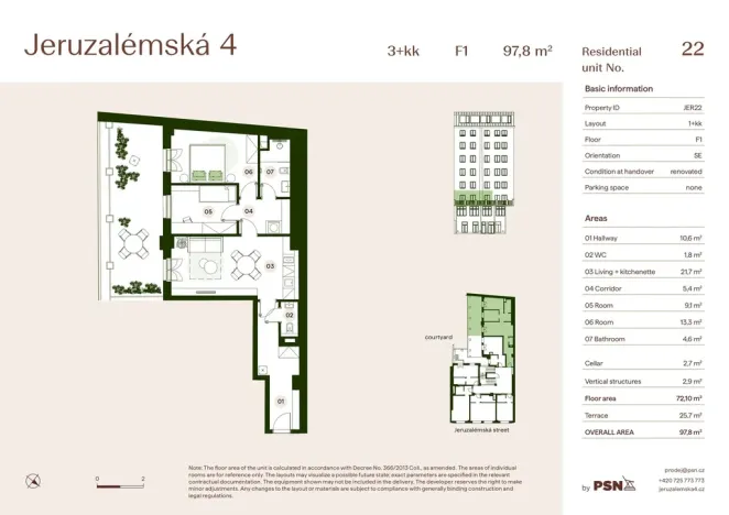 Prodej bytu 3+kk, Praha, Jeruzalémská, 69 m2