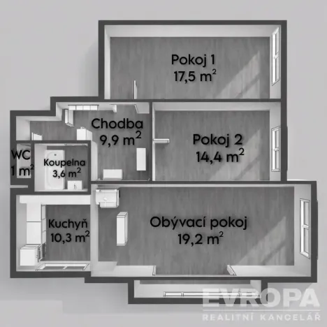 Prodej bytu 3+1, Opava - Kateřinky, Holasická, 78 m2