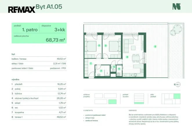 Prodej bytu 3+kk, Zlín, Tyršova, 68 m2