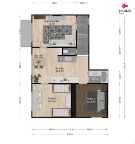 Pronájem bytu 3+1, Znojmo, Krylova, 75 m2