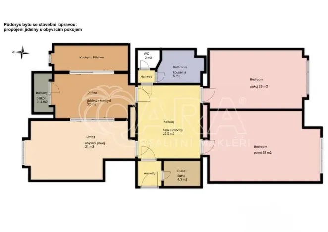 Prodej bytu 4+kk, Praha - Bubeneč, Čs. armády, 128 m2