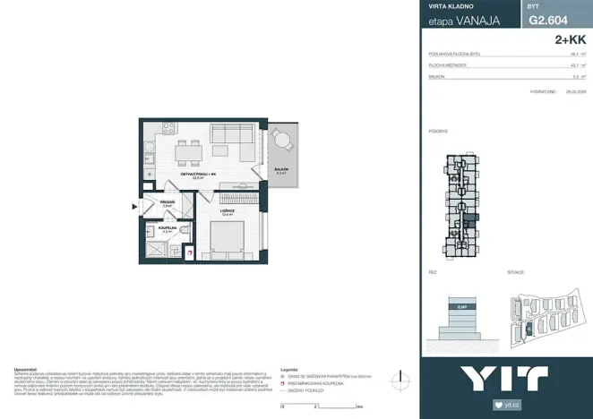 Prodej bytu 2+kk, Kladno, Unhošťská, 43 m2