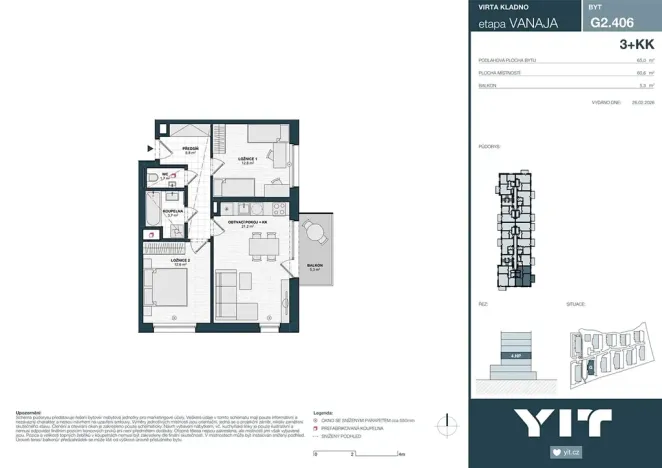 Prodej bytu 3+kk, Kladno, Unhošťská, 61 m2
