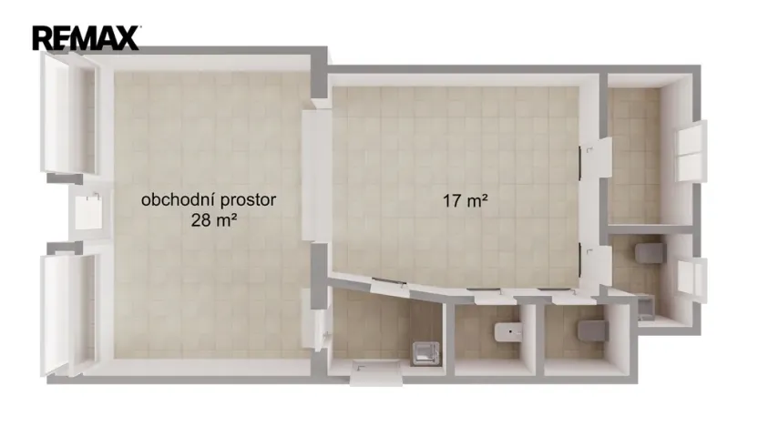 Pronájem obchodního prostoru, Hradec Králové - Pražské Předměstí, S. K. Neumanna, 58 m2