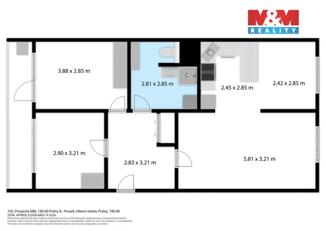 Prodej bytu 3+1, Praha - Prosek, Prosecká, 69 m2