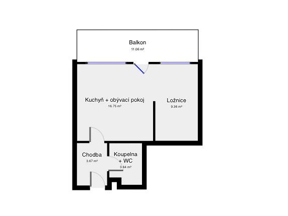 Pronájem bytu 1+kk, Praha - Kyje, Farkašova, 31 m2
