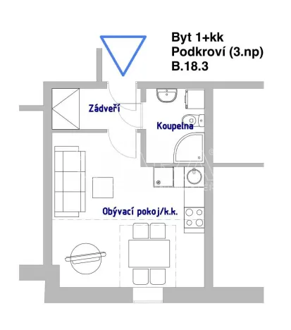 Pronájem bytu 1+kk, Neratovice - Byškovice, Pražská, 25 m2