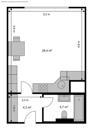 Pronájem bytu 1+kk, Liberec, Tovární, 37 m2