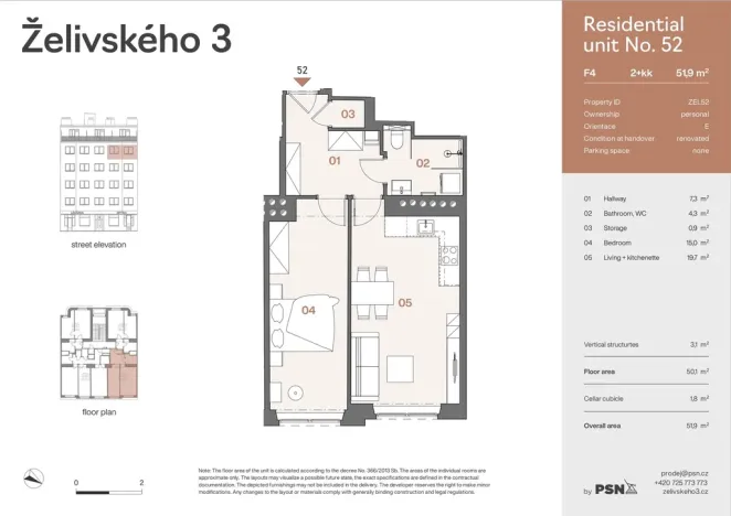 Prodej bytu 2+kk, Praha, Jana Želivského, 47 m2