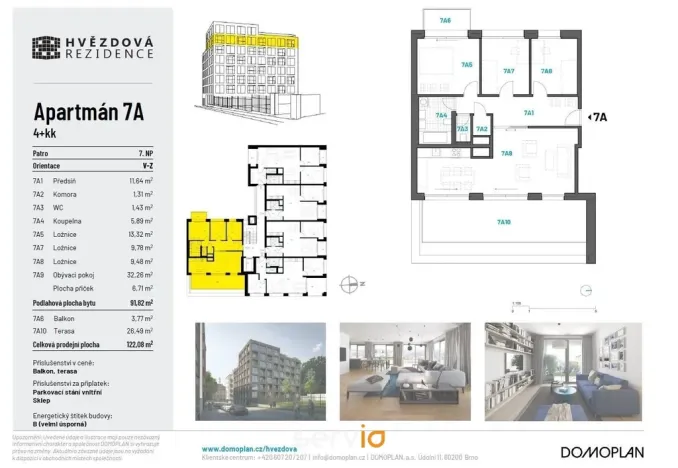 Pronájem bytu 4+kk, Brno, Hvězdová, 92 m2