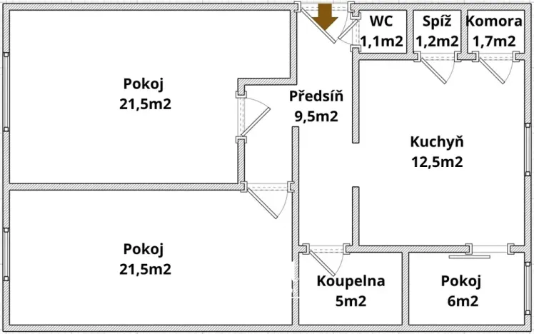 Pronájem bytu 3+1, Brno, Merhautova, 80 m2