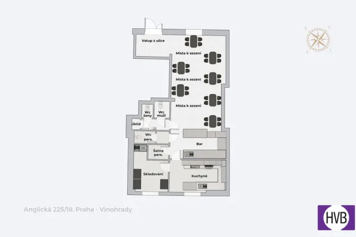 Prodej restaurace, Praha, Anglická, 81 m2