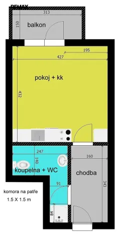 Pronájem bytu 1+kk, Poděbrady, Nerudova, 31 m2