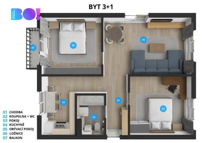 Prodej bytu 3+1, Třinec, Kopernikova, 70 m2