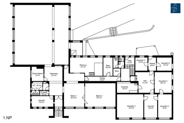 Prodej výrobních prostor, Mrač, 1020 m2