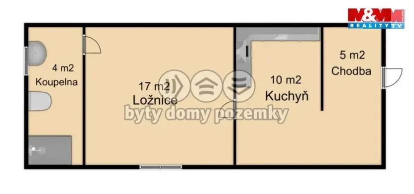 Pronájem bytu 1+1, Nymburk, Tyršova, 38 m2