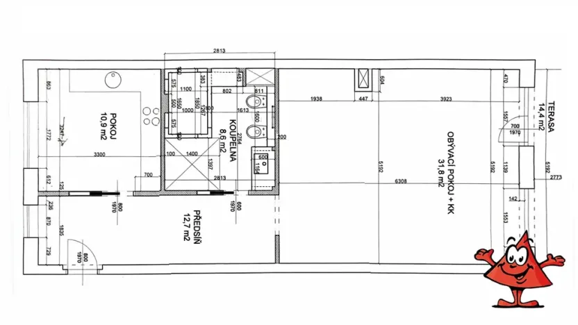 Pronájem bytu 2+kk, Praha - Letňany, Kostomlatská, 63 m2