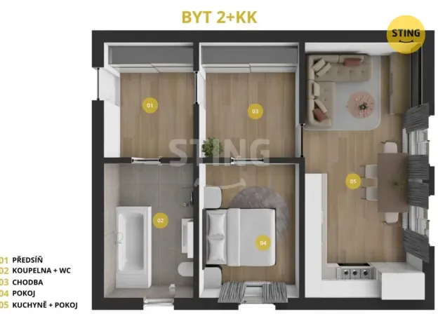Pronájem bytu 2+kk, Opava, Hviezdoslavova, 52 m2