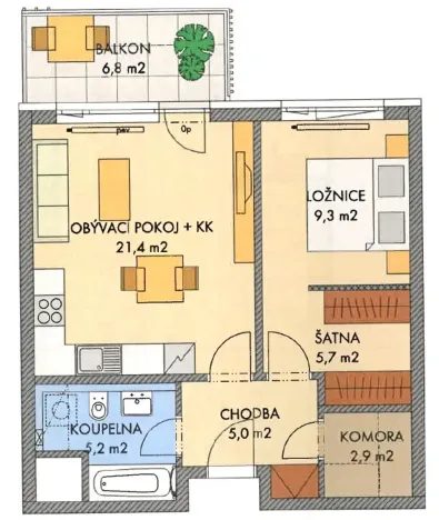 Prodej bytu 2+kk, Praha - Hlubočepy, Hugo Haase, 58 m2