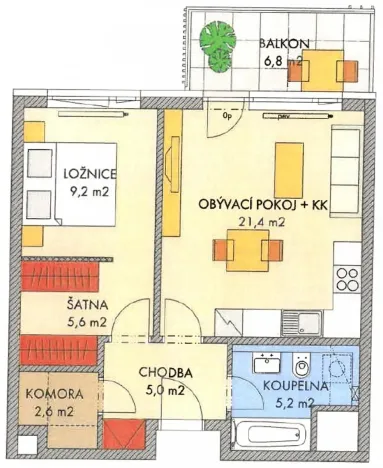 Prodej bytu 2+kk, Praha - Hlubočepy, Hugo Haase, 58 m2