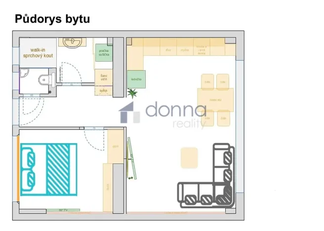 Pronájem bytu 2+kk, Praha, Humpolecká, 43 m2