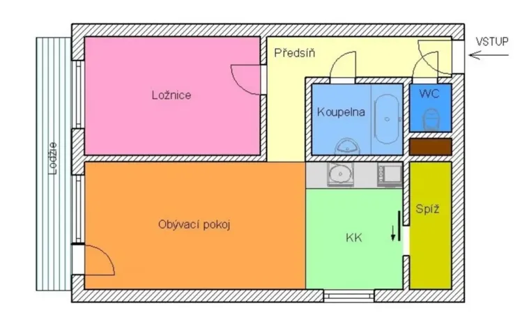 Pronájem bytu 2+kk, Praha - Braník, Vrbova, 52 m2