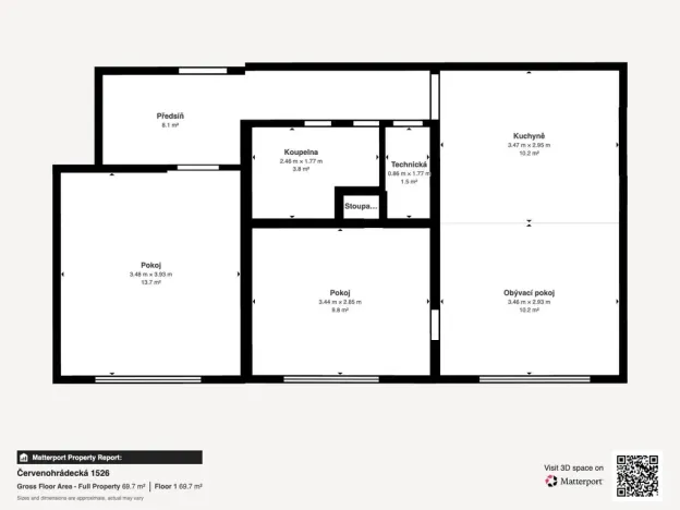 Pronájem bytu 3+1, Jirkov, Červenohrádecká, 59 m2