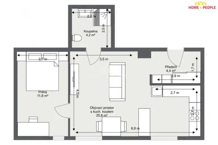Pronájem bytu 2+kk, Chrášťany - Bylany, 46 m2