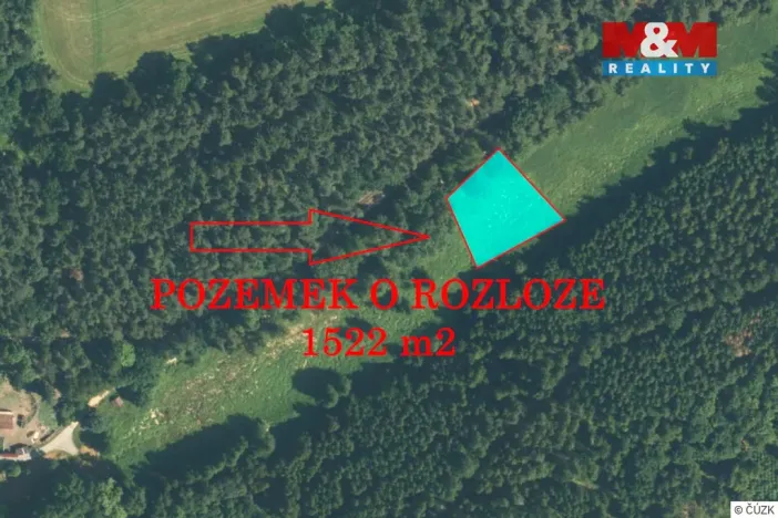 Prodej louky, Bor - Skviřín, 1522 m2