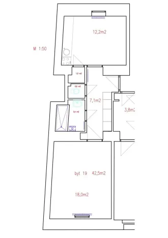 Pronájem bytu 2+kk, Praha - Libeň, Zenklova, 42 m2