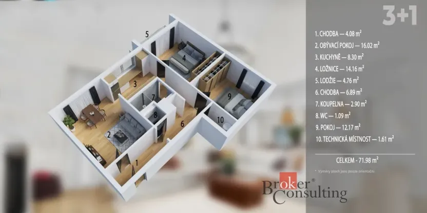Prodej bytu 3+1, Velké Meziříčí, Poštovní, 72 m2