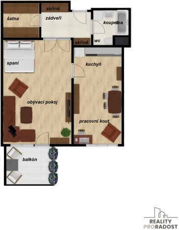 Pronájem bytu 2+kk, Praha - Stodůlky, Petržílkova, 54 m2