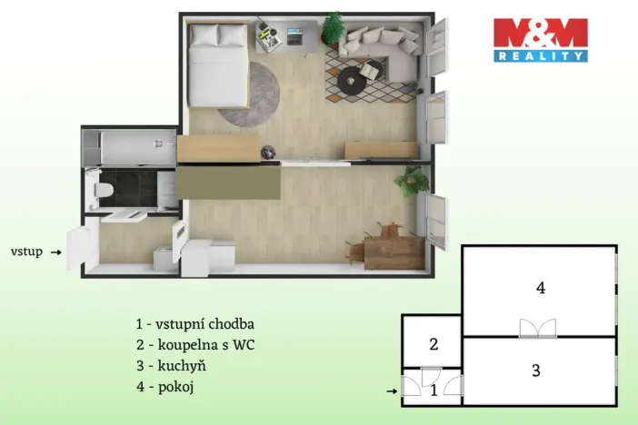 Pronájem bytu 1+1, Praha - Smíchov, Vltavská, 40 m2