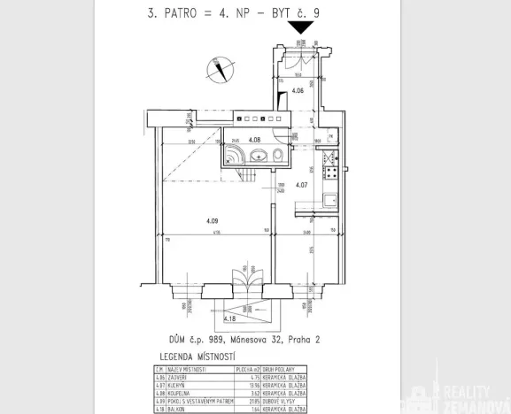 Pronájem bytu 2+kk, Praha - Vinohrady, Mánesova, 46 m2