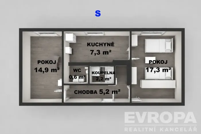 Pronájem bytu 2+1, Bruntál, Švermova, 52 m2