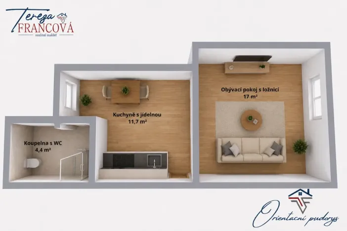 Pronájem bytu 1+1, Prostějov, Vojtěcha Outraty, 35 m2