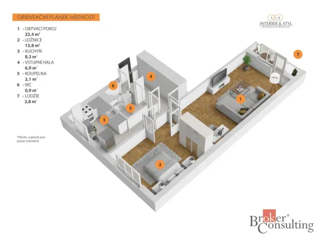 Pronájem bytu 2+1, Praha - Záběhlice, Želivecká, 57 m2