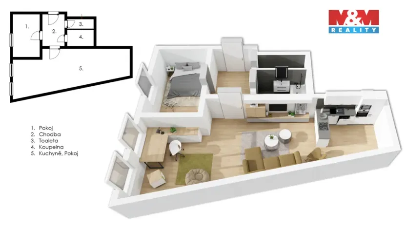 Prodej bytu 2+kk, Zeleneč, Čsl. armády, 44 m2