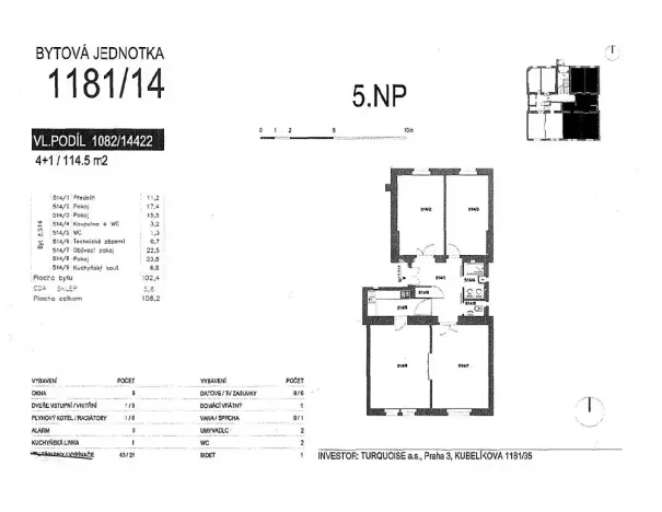 Pronájem bytu 4+kk, Praha - Žižkov, Kubelíkova, 102 m2