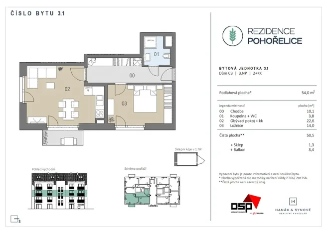 Pronájem bytu 2+kk, Pohořelice, U Kasáren, 55 m2