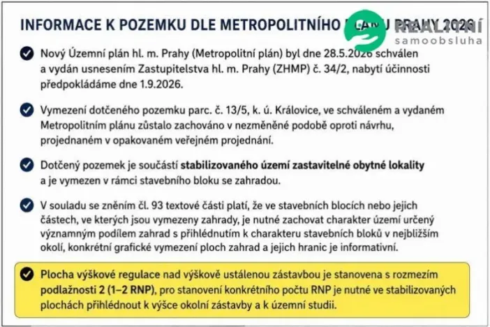 Prodej pozemku pro bydlení, Praha - Královice, Pod hradem, 426 m2