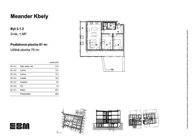 Prodej bytu 3+kk, Praha - Kbely, K Vinoři, 81 m2